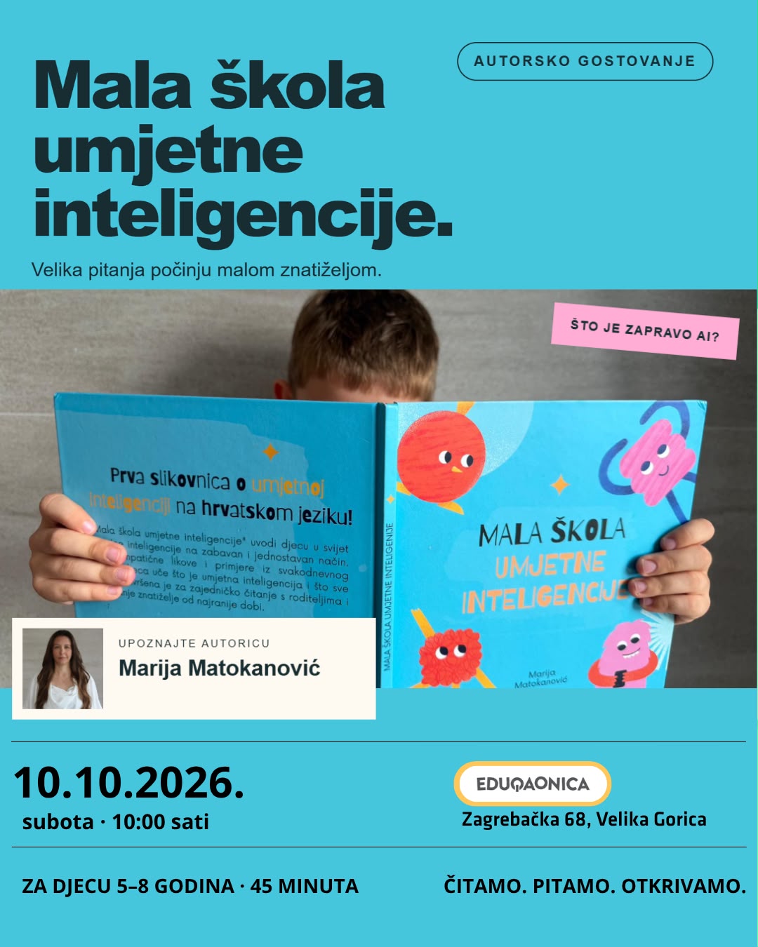 Dijete čita slikovnicu Mala škola umjetne inteligencije